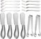 Charcuterie Board Accessories Set,14-Piece Cheese and Butter Spreader Knives & Serving Tongs,Wooden Handle Cocktail Knives...