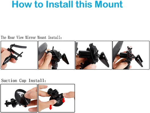 PellKing Dash GoPro Mount Rear View Mirror Holder Suction Cup Kit with Compatible with Insta360 X4/X3,One R,Rs,GoPro 11,10,9,8,7,6,5 etc and Other...