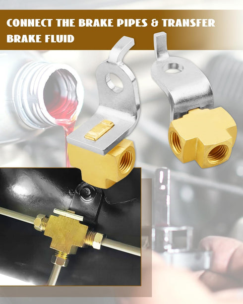 Universal 3 Way Female Brake Line Tee for 3/16Inch Tube With Mounting Bracket for Inverted Flare Fittings All 3/8"-24 threads Brass & Stainless st...