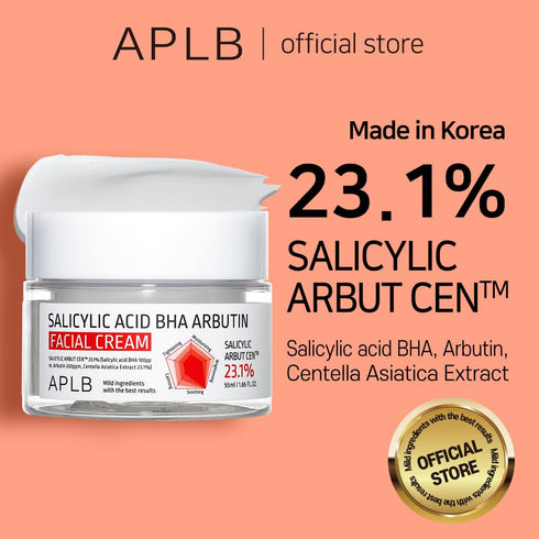 APLB Salicylic Acid BHA Arbutin Facial Cream | SALICYLIC ARBUT CEN™ 23.1% 1.86 FL.OZ/Korean Skincare, Deep hydration, Acne & Pore care, Revitalize...
