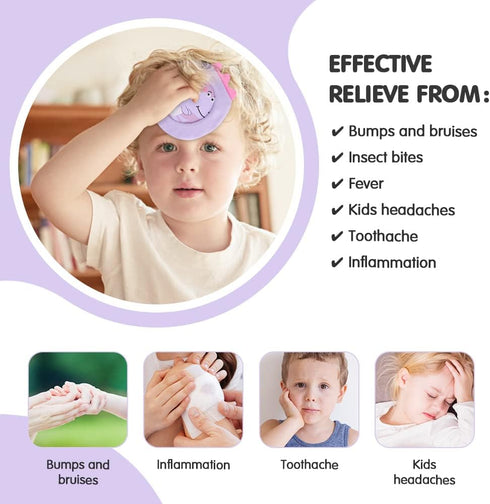 Hilph Kids Ice Packs for Boo Boos, Reusable Toddler Kids Gel Hot Cold Pack with Sleeves for Pain Relief, Cute Animal Ice Pack Hot Cold Therapy for...