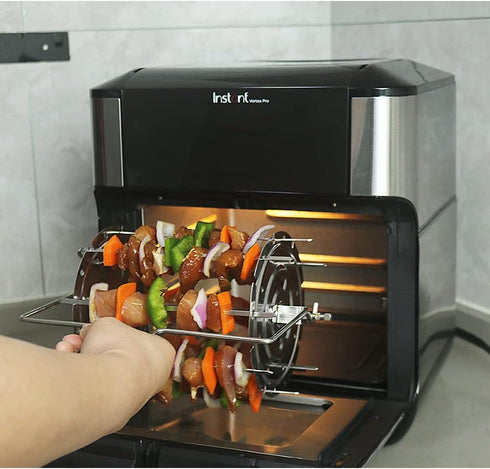 Rotisserie Skewers for Air-Fryer Oven: 8-pack Stainless Steel Kebab Skewers - Rotating & Even Heating - for Instant Vortex 10/10.6 QT - BBQ Meat V...