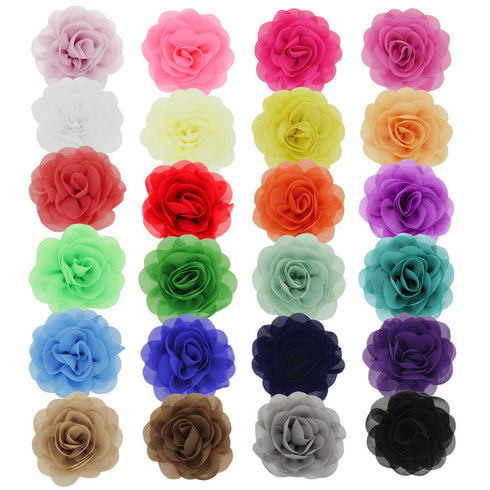 inSowni 24PCS Alligator Hair Clips 3" Chiffon Flower Barrettes Hair Bow Accessories for Toddlers Baby Girl Kids...