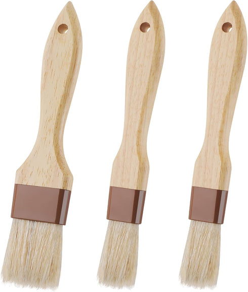 3 Pcs Pastry Brush, Natural Bristle Basting Brush, Cooking Brush, Food Brush, Butter Brush, Baster Brush, BBQ Brushes for Sauce, Kitchen Baking Br...