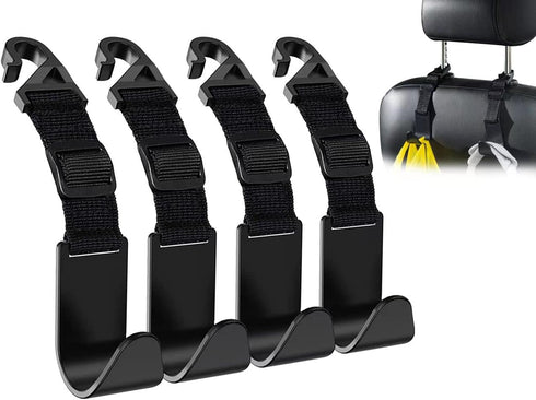 Adjustable Car Seat Headrest Hook, Universal Storage Headrest Hanger, Holder Hooks, Organizer for Vehicle, Strong and Durable Backseat Hanger Inte...