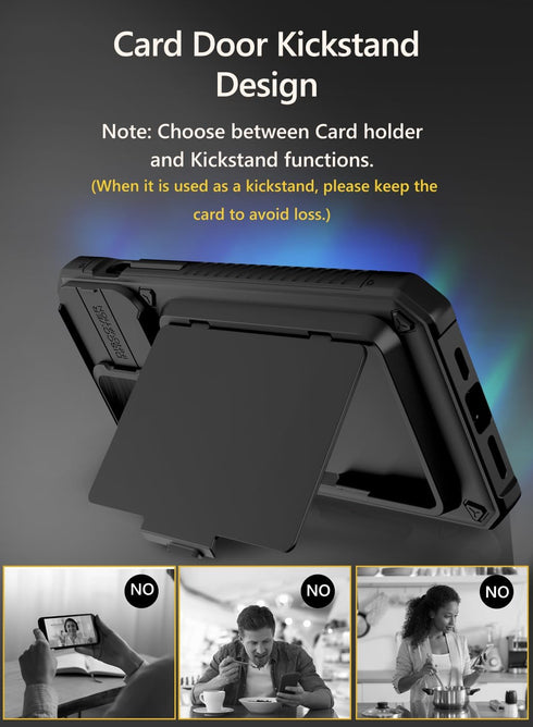 Vihibii for iPhone 15 Pro Max Case with Card Holder (4 Cards) & Slide Camera Cover & Kickstand, Military Grade Drop Protection, Rugged Hard Back &...