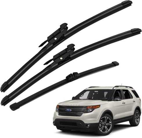 Original Front and Rear Windshield Wiper Blade Replacement Pinch Tab 26"+22"+11" for 2011-2017 Ford Explorer All Weather (Set of 3)...