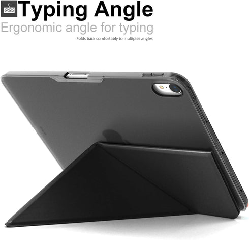 KHOMO Horizontal and Vertical Display Stand Capable Cover for iPad Pro 12.9 Inch Case 3rd Generation (Released 2018) - Dual Origami Series - Black...