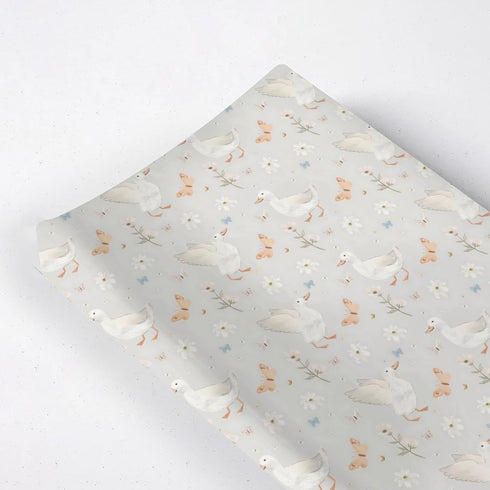Ducks Birds Changing Pad Cover, Ducks Butterflies Flowers Print Baby Diaper Changing Table Pad Cover, Unisex Ducks Flowers Floral Pattern Diaper C...