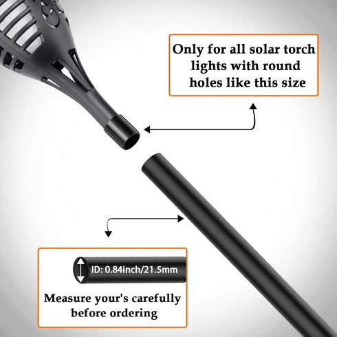 Flame Lamp Extension, Ground Stake and Joint Connector Kit to Make Solar Flashlight Torch Taller, 6 Sets, Black (ex-jo-gs-6)...
