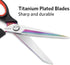 Fabric Scissors, Dressmaking Scissors with Heavy Duty Multi-Purpose Titanium Coated Blades and Comfortable Soft Grip Handles, 25CM, Black/Red...