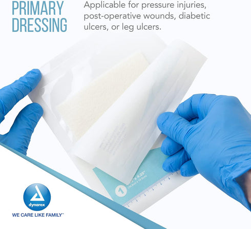 Dynarex DynaGinate Calcium Alginate Wound Dressing - Sterile, Non-Stick Topical Wound Pads - Absorbent Gel Patches for Moderate to High Exuding Cu...