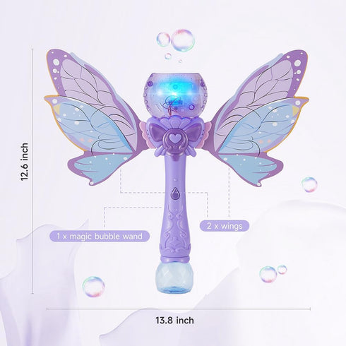 automatic bubble wand, upgrade princess bubble blower with LED light and bubble solution 6 wands for girls/kids, portable outdoor/indoor toy for t...