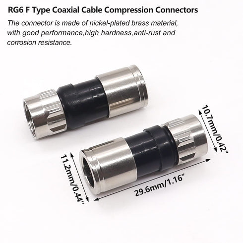 mxuteuk 12PCS RG6 Compression Connectors F Type Coax Connector with Waterproof Seal Ring (Use with Wire Stripper Crimping Pliers) G024-BK...