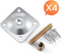 Leg Mounting Plates, 4 Sets Furniture Leg Attachment Plates, 5/16"(M8) Industrial Grade Flat Mounting T-Plates with Hanger Bolts, Screws, Strength...