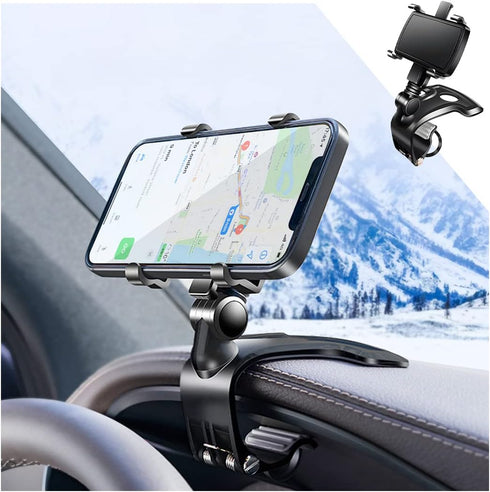 Car Phone Mount, ABS Cell Phone Holder for Car, 1400 Degree Rotation Dashboard Cell Phone Holder, Mobile Clip Stand for 3 to 7 inches Smartphones,...