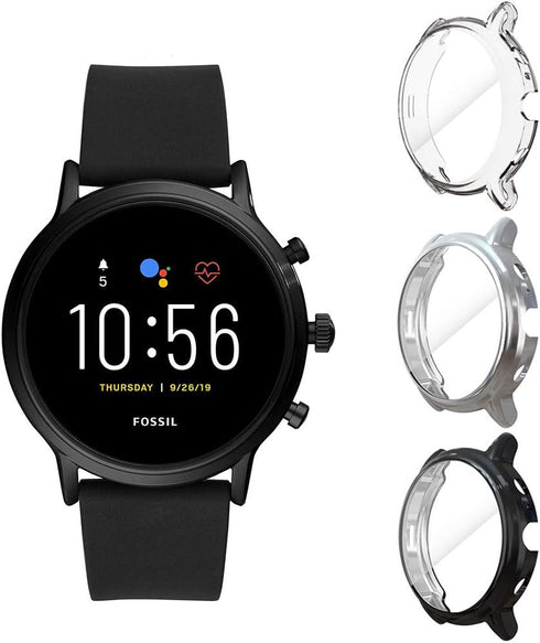 Suoman 3-Pack for Fossil Gen 5 Carlyle Case, High Definition Clear Screen Protector, All-Around Protective TPU Bumper Cover (Not Fit for Fossil Ge...