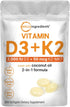 Vitamin D3 2,000 iu Plus K2 (MK-7) 50 mcg, 300 Virgin Coconut Oil Softgels | 2 in 1 Vitamins D & K Complex | Supports Calcium Absorption, Bone, Im...