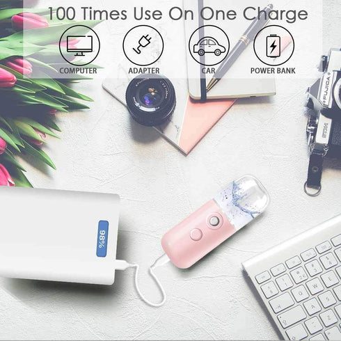 GIVERARE Nano Facial Steamer, Handy Mini Mister, USB Rechargeable Mist Sprayer, 30ml Visual Water Tank Moisturizing&Hydrating for Face, Daily Make...