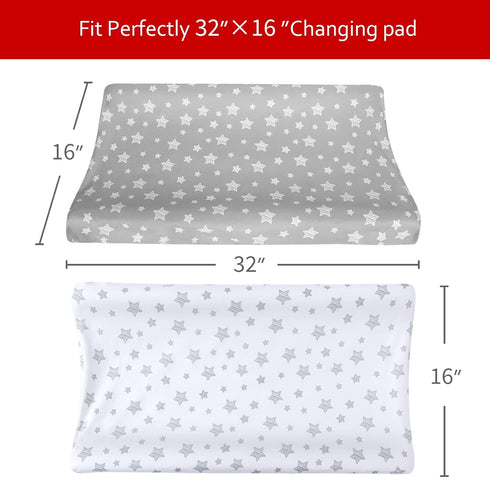 Changing Pad Cover for Boys Girls 2 Pack, Lovely Print Soft Unisex Diaper Change Table Sheets, Fit 32"x16" Contoured Pad, Comfy Cozy 2-Pack Cradle...