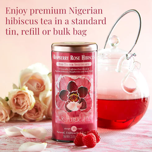 The Republic of Tea - Raspberry Rose Hibiscus Tea, 36 Count Tea Bag Tin...