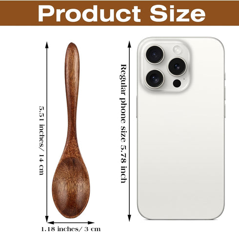 6Pcs Small Wooden Spoons, 5.5 Inches Wood Honey Spoons, Little Wooden Serving Table Spoons Utensils Set, Wooden Teaspoon for Cooking Soup Tea Coff...
