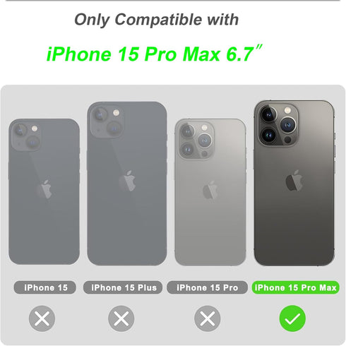 siduater Hand Strap Case for 6.7" iPhone 15 Pro MAX with Kickstand, Wrist Band Strap Snake Pattern Textured Soft Shockproof Cover, Adjustable Hand...