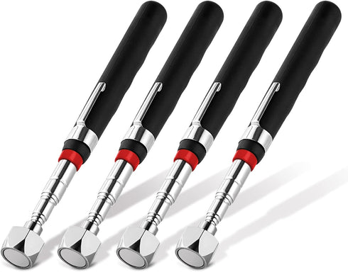 Rechabite 4 Pieces 20LBs Telescoping Magnetic Pickup Tool, with Pen Clip Design, Magnet Stick Rod Extendable 7" to 30.5" for Men, Birthday, Father...