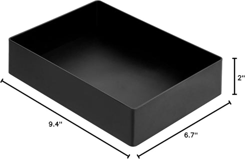 Amazon Basics Rectangular Plastic Desk Organizer, Accessory Tray, Black...
