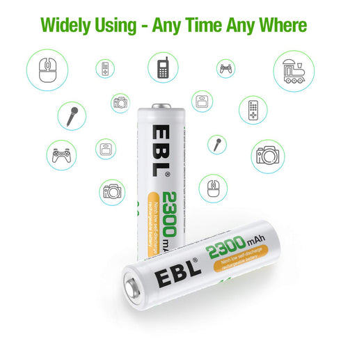 EBL Rechargeable AA Batteries, 2300mAh NiMH Precharged Home Basic Double AA Battery, Pack of 12...