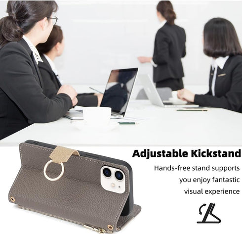 Asuwish Phone Case for iPhone 12 Pro iPhone12 6.1 Wallet Cover with Screen Protector and Mirror Flip Cover Ring Card Holder Crossbody Strap Stand ...