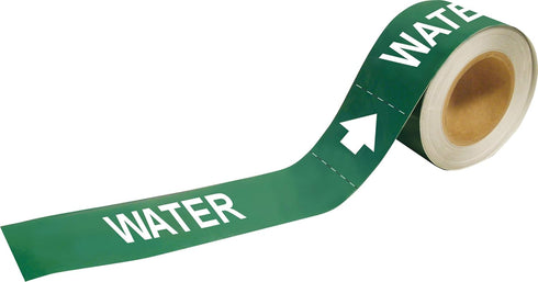 Brady 20481 Economy Pipe Markers-to-Go, B-736, 1" Height X 8" Width, White On Green Self-Sticking - Plastic Film, Legend "Water"...