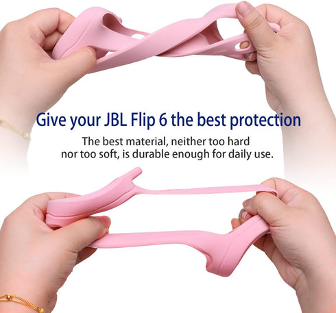 LTGEM Silicone Protective Case for JBL Flip 6 Portable Bluetooth Speaker with Extra Carabiner and Strap- Pink (Case Only)...