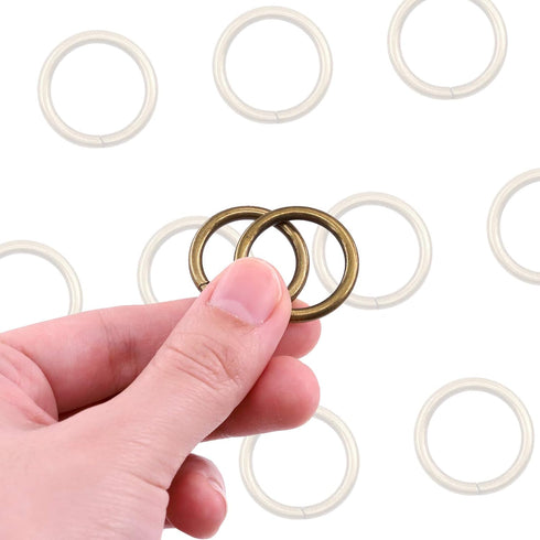 Swpeet 60Pcs Heavy Duty 3/4 Inch - 20mm Bronze Multi-Purpose Metal O Ring Metal Rings for Hardware Bags Ring Hand DIY Accessories Keychains Belts ...