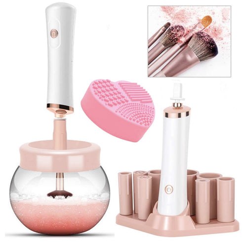 Makeup Brush Cleaner and Dryer Machine, YOYEWA Electric Cosmetic Automatic Brush Spinner with 8 Size Rubber Collars, Wash and Dry in Seconds, Deep...