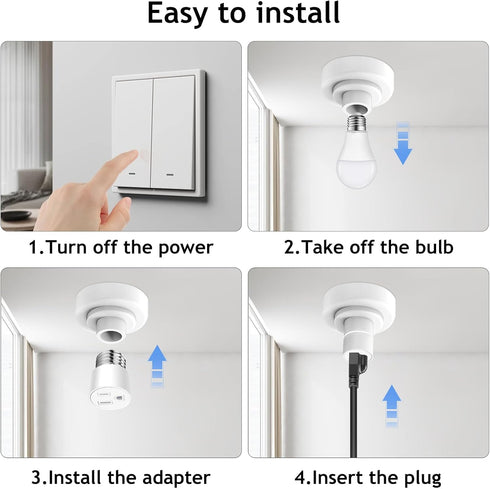 2 Pack Light Socket Outlet Adapter - E26 Light Socket to 3 Prong Plug Adapter 150? Heat-Resistant E26 Light Socket Outlet Light Bulb Adapter Socke...