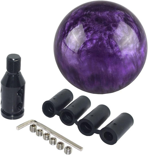 Purple Nebula Cloud Round Ball Gear Shift Knobs, Universal Automatic Manual Shifter Knob + Aluminum Adapter, Stick Shift Knob Head Cover Handle Ba...