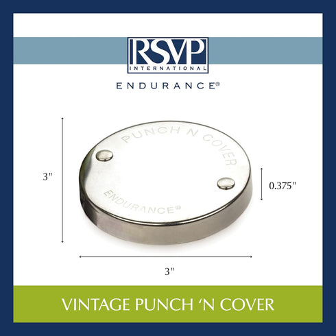 RSVP International Kitchen Collection Storage & Preservation, Vintage Punch 'N Cover, Stainless Steel 3 Inch...