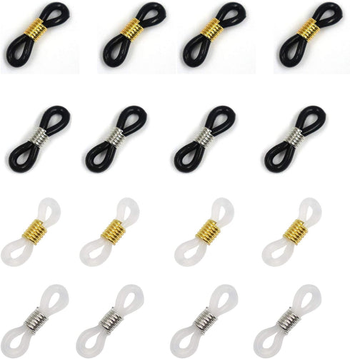 16 Pcs Eyeglasses Chain Ends Anti Slip Silicone Spring Rubber Connector Holder Retainer for Eyeglass Sunglasses Necklace Chain Adult Accessories...