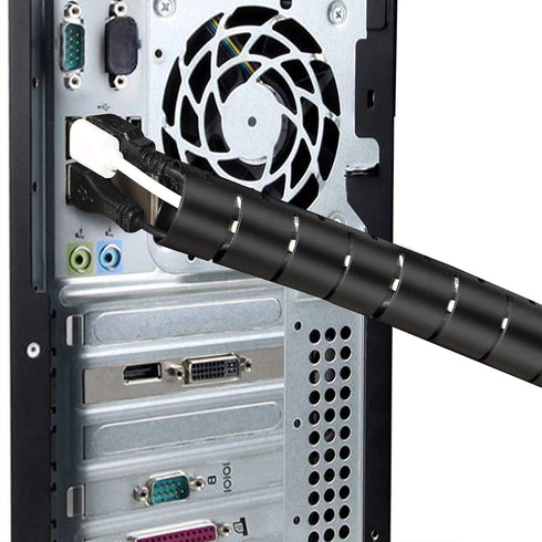 Cable Sleeve Organizer 19.7ft Cord Wire Wrap Coiled Tube Sleeve Cable Management Sleeve for Home Office PC TV Black...