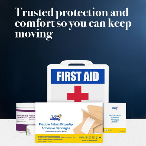 Dynarex Fabric Adhesive Bandages - Sterile & Flexible Fabric Bandages for Wounds - Non-Stick Pads - Individually-Wrapped First Aid Supplies - No L...