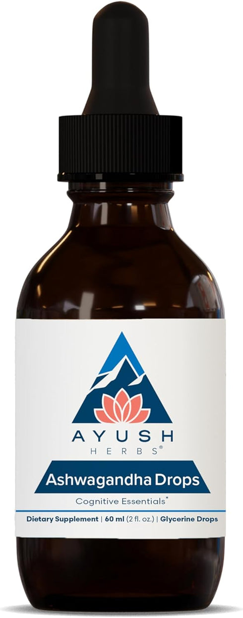 Ayush Herbs Ashwagandha Drops - Ashwagandha Alcohol-Free Drops for Adults, Calming Daily Supplement for Focus & Attention with Organic Ashwagandha...