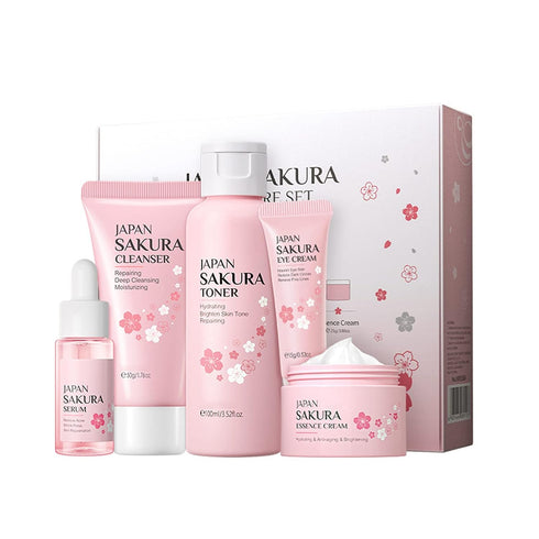Skin Care Set - Women Gift Sets - Sakura Skin Care Sets & Kits - Gift Set with Cleanser,Toner,Serum,Eye Cream,essence Serum - Beauty Products For ...