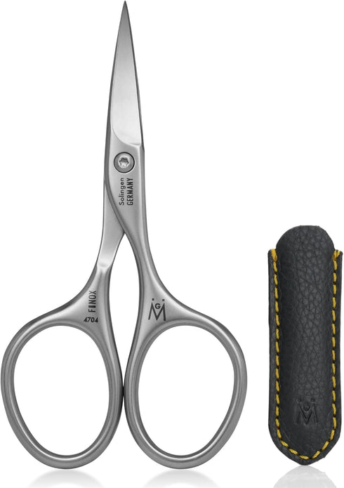 GERMANIKURE Professional Nail Cutter Scissors - FINOX Stainless Steel Nail Scissors - Curved for Nail Tips - Manicure Tools in Leather Case - Ethi...
