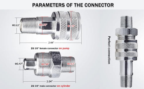 Bonvoisin ZG 3/8" Quick Connectors for Hydraulic Cylinder Jacks...