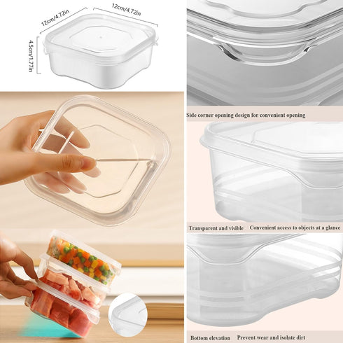 Food Storage Containers with Lids, Plastic Fridge Organizer Clear Bins, 350ml Sealed Food Containers, Reusable Takeaway Kitchen Freezer Storage Bo...