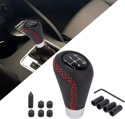 Manual Shifter Knob 5 Speed Leather Gear Shifting Knob Fit Most Manual Transmissions Black...