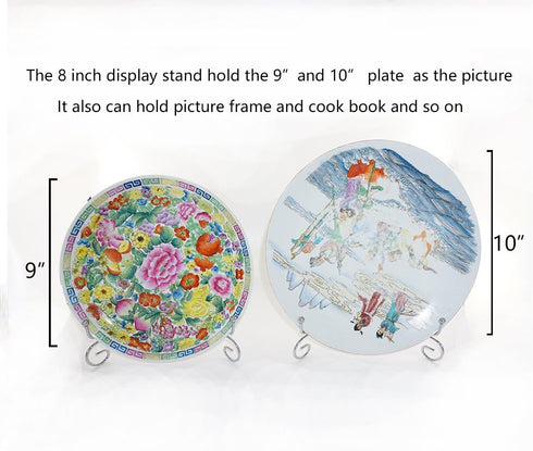 Artliving Metal Plate Stands for Display - 8-Inch Adjustable Easel Holders for Decorative Plates, Picture Frames and Cookbooks - Silver (2-Pack)...