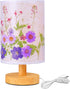 Flower Lamp Bedside Lamps Pressed Flowers Table Lamp with Wood Base – Linen Shade Small Lamps for Nightstand, Bedroom Living Room Kids Rooms Class...