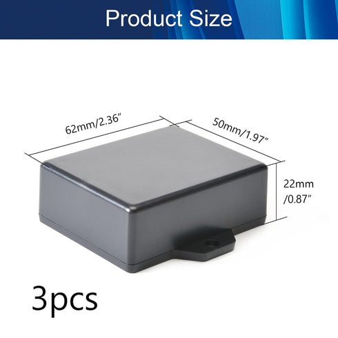 Fielect 3Pcs Project Box ABS Plastic Junction Box Dustproof Universal Electrical Project Case Enclosure with Ear Black, 2.44 x 1.97 x 0.87 inch...